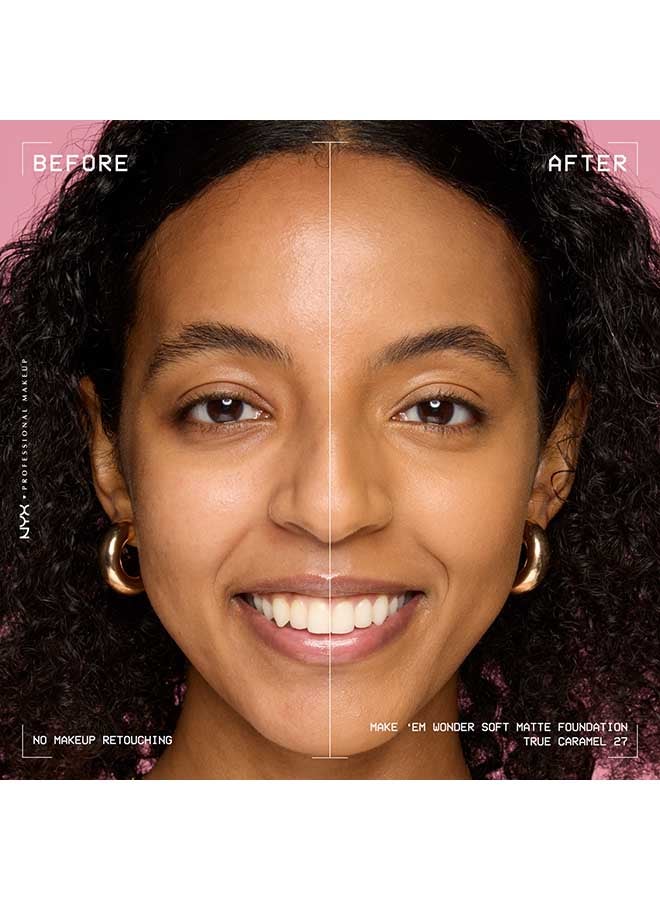 NYX PROFESSIONAL MAKEUP Make 'EM Wonder, 24H Soft Matte Foundation, Undetectable  Finish, True Caramel - Image 4